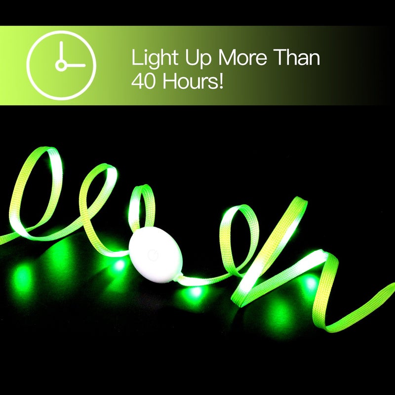 Novelty Place 3 Pairs LED Light Up Shoelaces with 3 Modes for Party, Dancing, Running & DIY - 3 Pairs (Green, Red & White) - Image 3